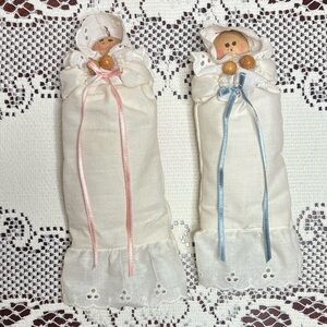 Vintage Church Doll Handmade Hand Crafted Lace Cottage Vintage Toys Ivory Blue